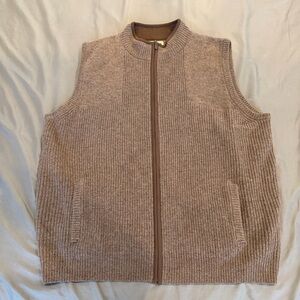 LL Bean Waterfowl Full Zip Sweater Vest Mens XXXL Brown dark  Cider Lambswool